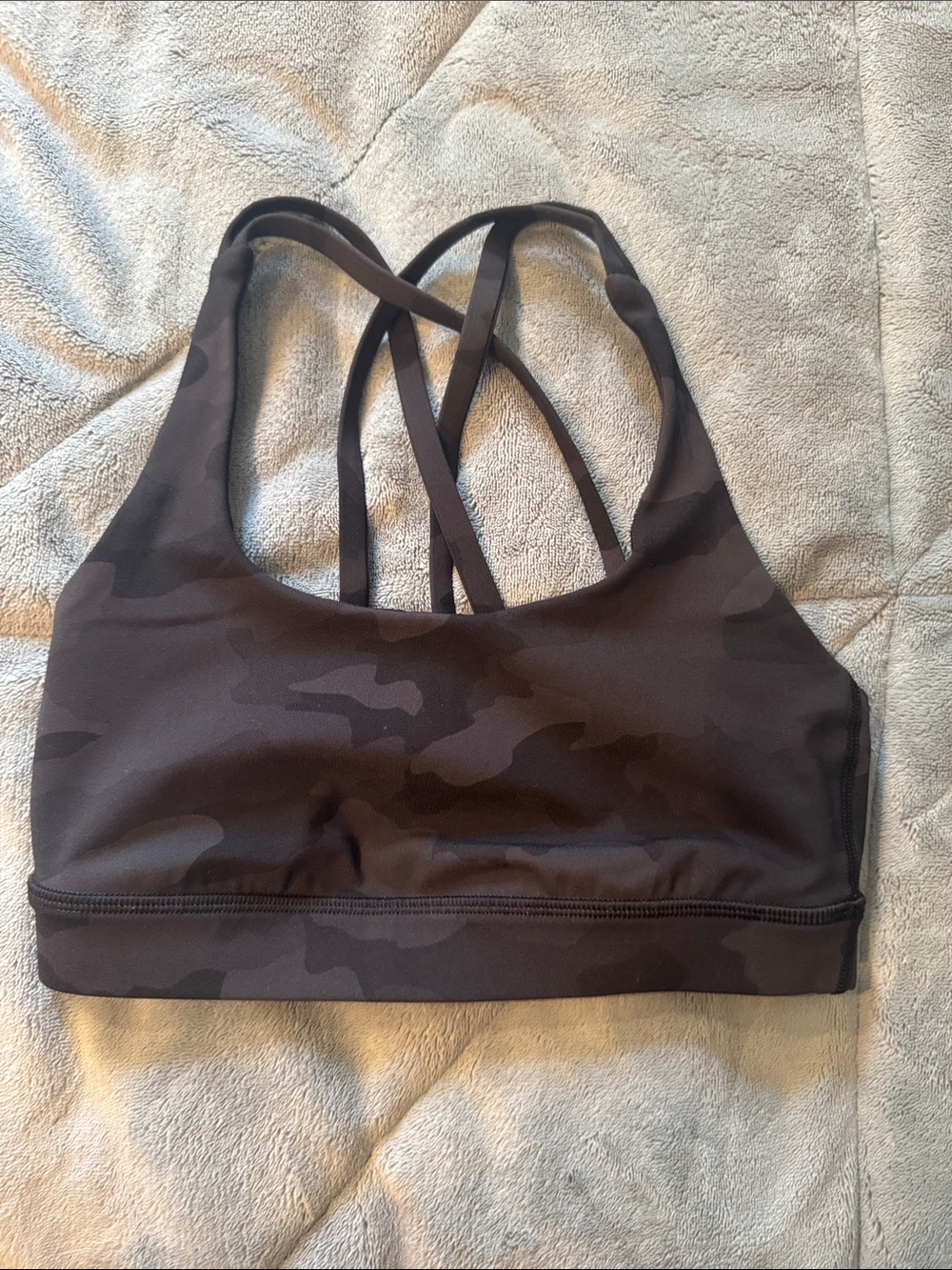 lululemon athletica Black Camo Strappy Sports Bra
